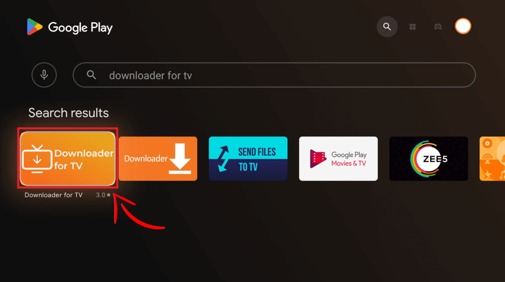 Select the Downloader for TV app
